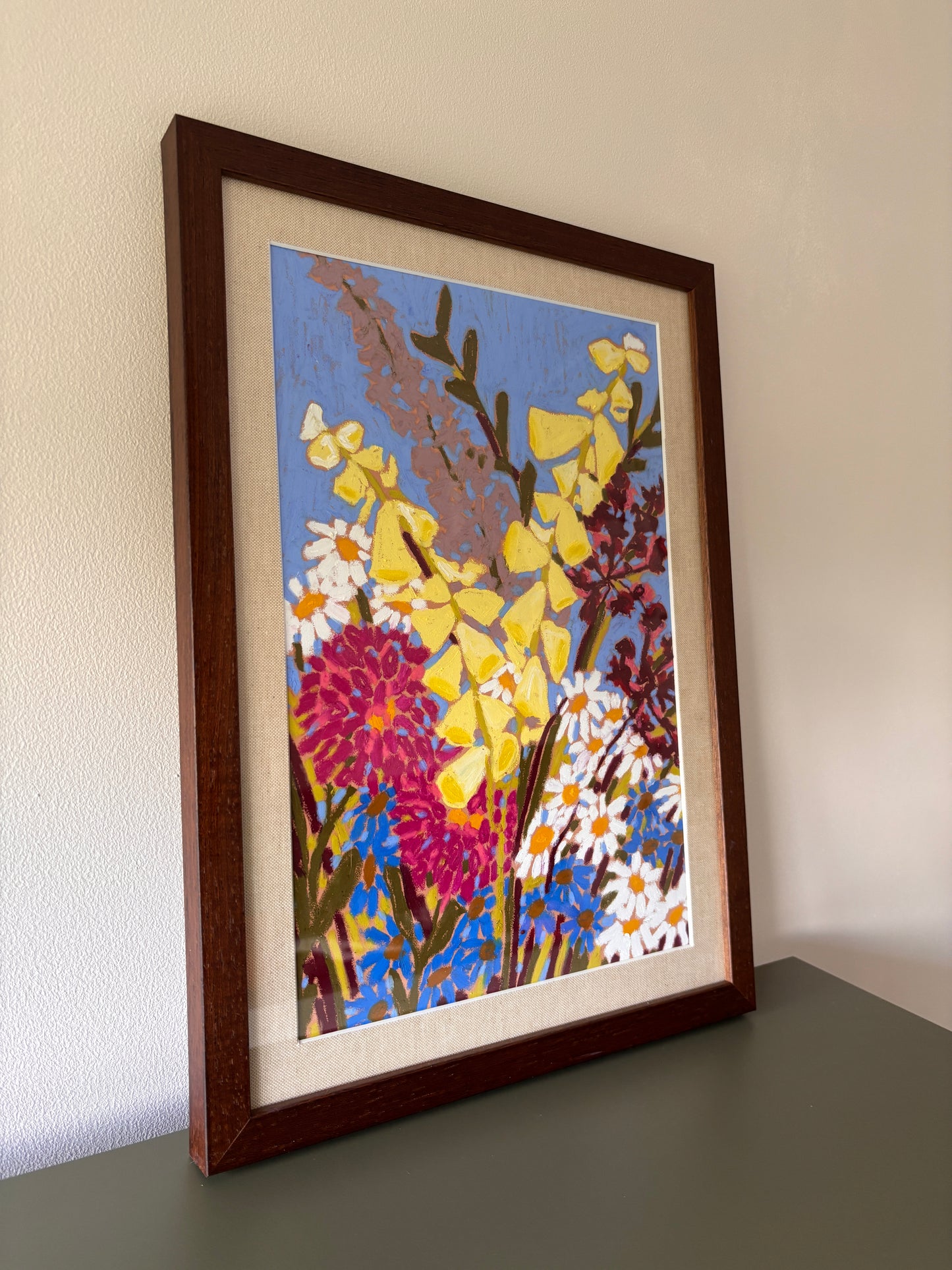 Oil pastel - 'Drifting in blue' | 45x33 cm