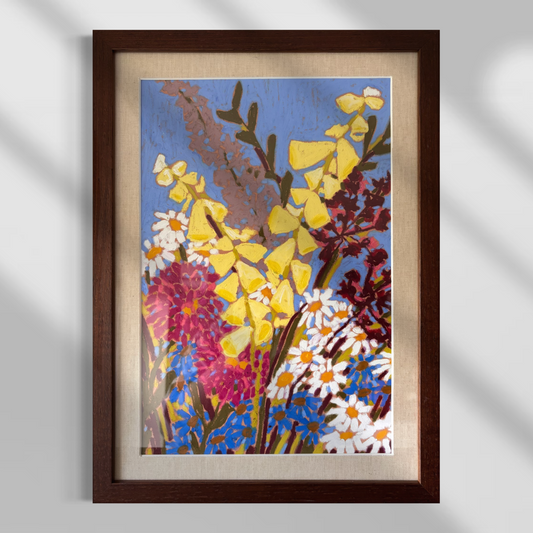 Oil pastel - 'Drifting in blue' | 45x33 cm