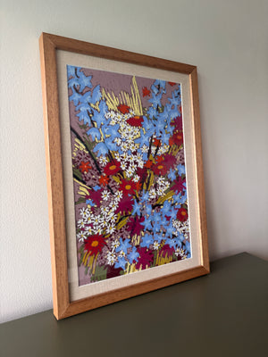 Oil pastel - 'Delphinium dialogue' | 45x33 cm