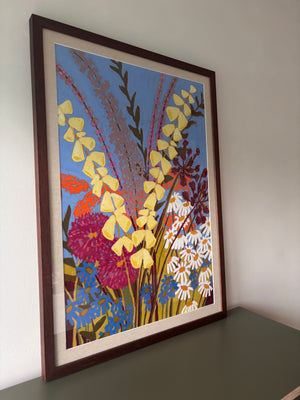 Oil pastel - 'Drifting in blue II' | 70x50 cm