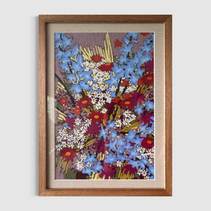Oil pastel - 'Delphinium dialogue' | 45x33 cm